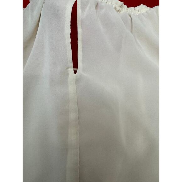 Vintage Y2K Bubble Hem Top Forever 21 Sleeveless Keyhole Back Ivory Size Small - Picture 10 of 10